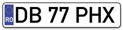 Placuta inmatriculare numar auto  DB-77-PHX, DB 77 PHX, DB77PHX