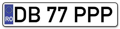 Placuta inmatriculare numar auto  DB-77-PPP, DB 77 PPP, DB77PPP