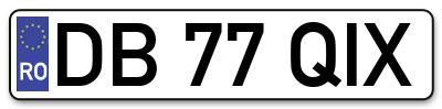 Placuta inmatriculare numar auto  DB-77-QIX, DB 77 QIX, DB77QIX