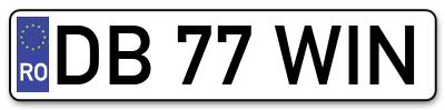 Placuta inmatriculare numar auto  DB-77-WIN, DB 77 WIN, DB77WIN