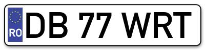 Placuta inmatriculare numar auto  DB-77-WRT, DB 77 WRT, DB77WRT