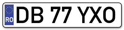 Placuta inmatriculare numar auto  DB-77-YXO, DB 77 YXO, DB77YXO