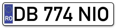Placuta inmatriculare numar auto  DB-774-NIO, DB 774 NIO, DB774NIO