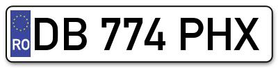 Placuta inmatriculare numar auto  DB-774-PHX, DB 774 PHX, DB774PHX