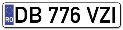 Placuta inmatriculare numar auto  DB-776-VZI, DB 776 VZI, DB776VZI