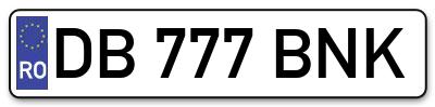 Placuta inmatriculare numar auto  DB-777-BNK, DB 777 BNK, DB777BNK