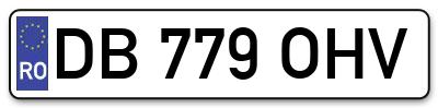 Placuta inmatriculare numar auto  DB-779-OHV, DB 779 OHV, DB779OHV