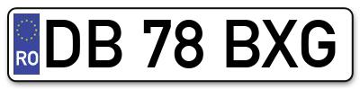 Placuta inmatriculare numar auto  DB-78-BXG, DB 78 BXG, DB78BXG