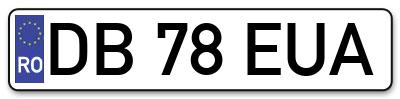 Placuta inmatriculare numar auto  DB-78-EUA, DB 78 EUA, DB78EUA