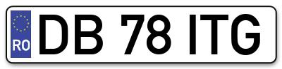 Placuta inmatriculare numar auto  DB-78-ITG, DB 78 ITG, DB78ITG