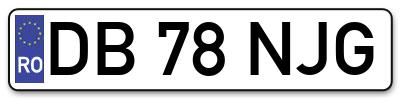 Placuta inmatriculare numar auto  DB-78-NJG, DB 78 NJG, DB78NJG