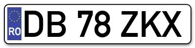 Placuta inmatriculare numar auto  DB-78-ZKX, DB 78 ZKX, DB78ZKX