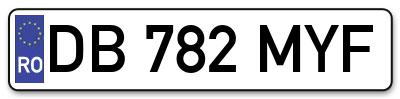 Placuta inmatriculare numar auto  DB-782-MYF, DB 782 MYF, DB782MYF