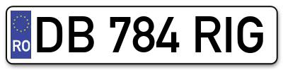 Placuta inmatriculare numar auto  DB-784-RIG, DB 784 RIG, DB784RIG