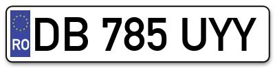 Placuta inmatriculare numar auto  DB-785-UYY, DB 785 UYY, DB785UYY