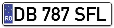Placuta inmatriculare numar auto  DB-787-SFL, DB 787 SFL, DB787SFL