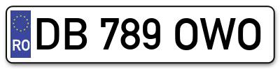 Placuta inmatriculare numar auto  DB-789-OWO, DB 789 OWO, DB789OWO