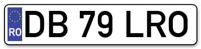Placuta inmatriculare numar auto  DB-79-LRO, DB 79 LRO, DB79LRO