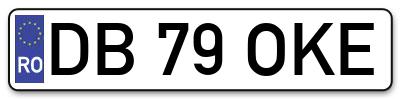Placuta inmatriculare numar auto  DB-79-OKE, DB 79 OKE, DB79OKE