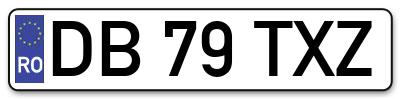 Placuta inmatriculare numar auto  DB-79-TXZ, DB 79 TXZ, DB79TXZ