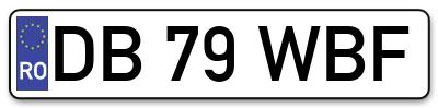 Placuta inmatriculare numar auto  DB-79-WBF, DB 79 WBF, DB79WBF