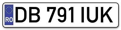 Placuta inmatriculare numar auto  DB-791-IUK, DB 791 IUK, DB791IUK