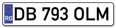 Placuta inmatriculare numar auto  DB-793-OLM, DB 793 OLM, DB793OLM