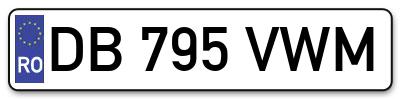 Placuta inmatriculare numar auto  DB-795-VWM, DB 795 VWM, DB795VWM