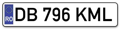 Placuta inmatriculare numar auto  DB-796-KML, DB 796 KML, DB796KML