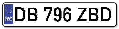 Placuta inmatriculare numar auto  DB-796-ZBD, DB 796 ZBD, DB796ZBD