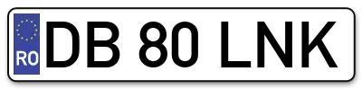 Placuta inmatriculare numar auto  DB-80-LNK, DB 80 LNK, DB80LNK