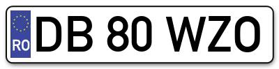Placuta inmatriculare numar auto  DB-80-WZO, DB 80 WZO, DB80WZO