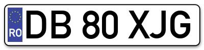 Placuta inmatriculare numar auto  DB-80-XJG, DB 80 XJG, DB80XJG
