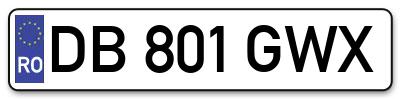 Placuta inmatriculare numar auto  DB-801-GWX, DB 801 GWX, DB801GWX