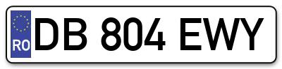 Placuta inmatriculare numar auto  DB-804-EWY, DB 804 EWY, DB804EWY