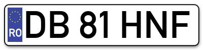 Placuta inmatriculare numar auto  DB-81-HNF, DB 81 HNF, DB81HNF