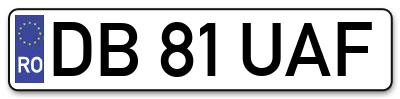 Placuta inmatriculare numar auto  DB-81-UAF, DB 81 UAF, DB81UAF