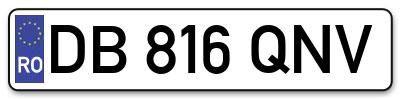 Placuta inmatriculare numar auto  DB-816-QNV, DB 816 QNV, DB816QNV