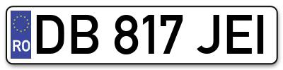 Placuta inmatriculare numar auto  DB-817-JEI, DB 817 JEI, DB817JEI