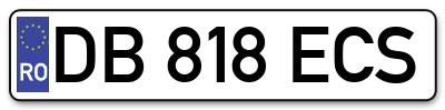 Placuta inmatriculare numar auto  DB-818-ECS, DB 818 ECS, DB818ECS