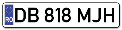 Placuta inmatriculare numar auto  DB-818-MJH, DB 818 MJH, DB818MJH