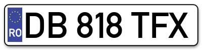 Placuta inmatriculare numar auto  DB-818-TFX, DB 818 TFX, DB818TFX