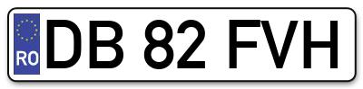 Placuta inmatriculare numar auto  DB-82-FVH, DB 82 FVH, DB82FVH