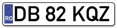 Placuta inmatriculare numar auto  DB-82-KQZ, DB 82 KQZ, DB82KQZ