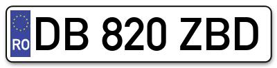 Placuta inmatriculare numar auto  DB-820-ZBD, DB 820 ZBD, DB820ZBD