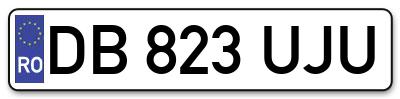 Placuta inmatriculare numar auto  DB-823-UJU, DB 823 UJU, DB823UJU