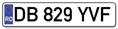 Placuta inmatriculare numar auto  DB-829-YVF, DB 829 YVF, DB829YVF