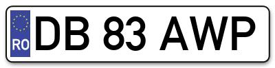 Placuta inmatriculare numar auto  DB-83-AWP, DB 83 AWP, DB83AWP