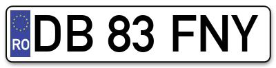 Placuta inmatriculare numar auto  DB-83-FNY, DB 83 FNY, DB83FNY