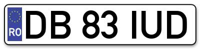 Placuta inmatriculare numar auto  DB-83-IUD, DB 83 IUD, DB83IUD